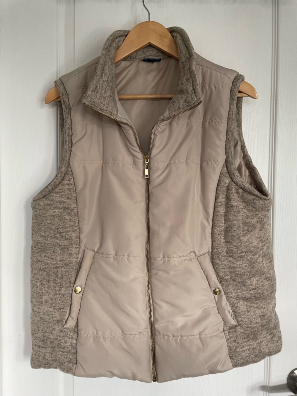 Northcrest Quilted Mixed-Media Vest - Beige Taupe